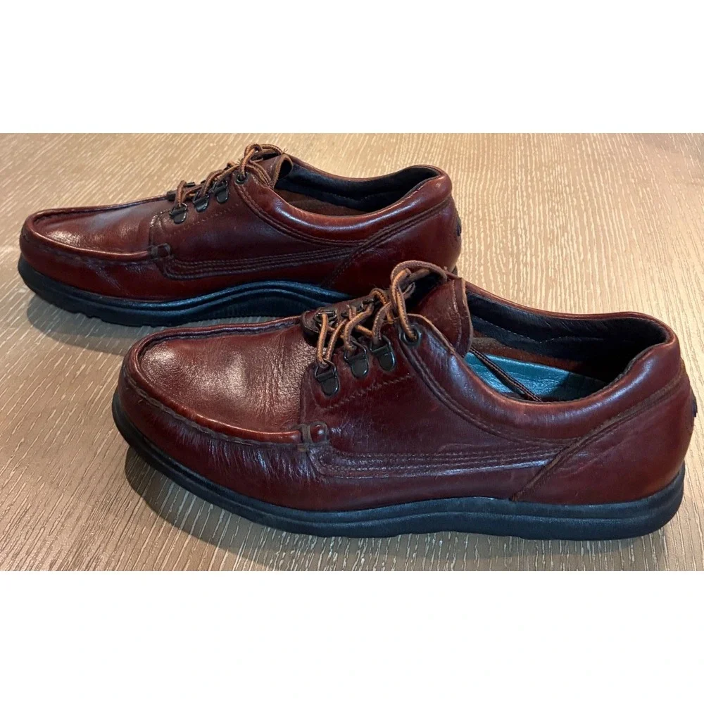 VTG Dexter WalkMocs 10 N Brown Leather Moc Toe Shoes Made in USA Gorpcore P558-2